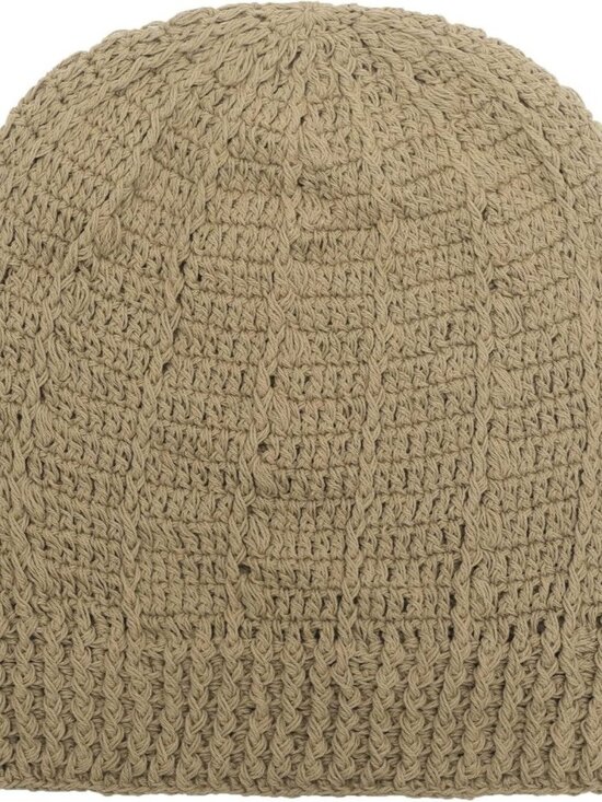 Women\'s Cotton Crochet Slouchy Beanie Hat Handmade Knit Summer Skull Cap Khaki main image 6